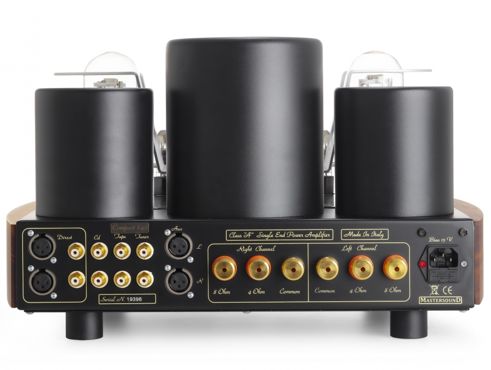 MastersounD Compact 845 aansluitingen De Mastersound Compact 845: Italiaanse buizenversterker voorzien van 845 buis